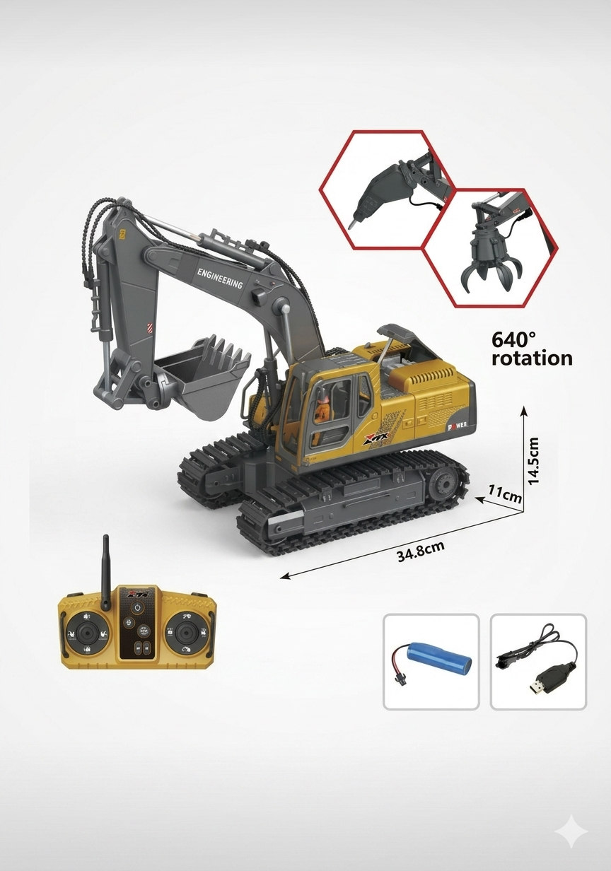 Metal Işıklı Sesli Full Fonksiyon Kepçe