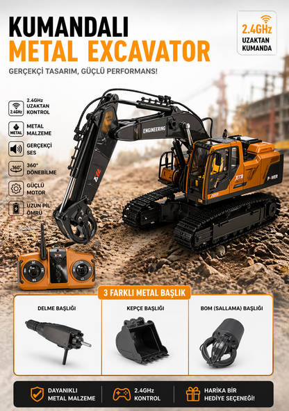 Metal Işıklı Sesli Full Fonksiyon Kepçe